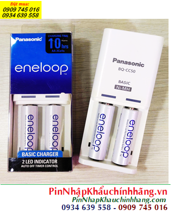 Panasonic BQ-CC50T, Bộ sạc pin AA Panasonic Eneloop Panasonic BQ-CC50T kèm sẳn 2 pin Eneloop AA2000mAh